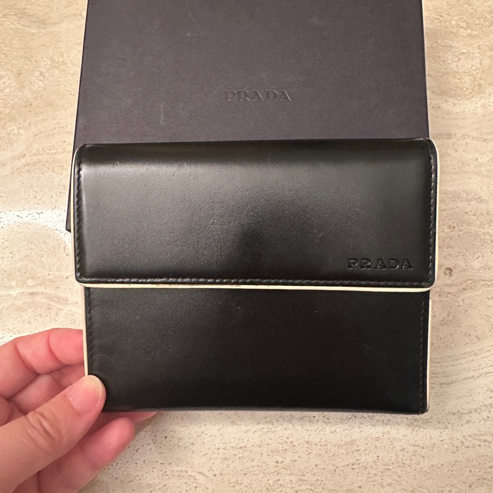 Prada Black Leather Bi-Fold Wallet
